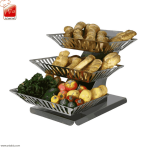 استند نان استیل سه طبقه با سبد فلزی مشبک